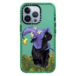 For iPhone 14 Plus Wizard Cat Colored Drawing Pattern Phone Case(Green)