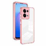 For OPPO Reno8 5G 3 in 1 Clear TPU Color PC Frame Phone Case(Pink)