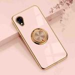 For Samsung Galaxy A23e JP Version 6D Electroplating Silicone Phone Case with Ring Holder(Light Pink)