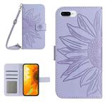 For iPhone 7 Plus / 8 Plus Skin Feel Sun Flower Pattern Flip Leather Phone Case with Lanyard(Purple)