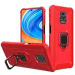 For Xiaomi Redmi Note 9 Pro Carbon Fiber Protective Case with 360 Degree Rotating Ring Holder(Red)