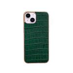 For iPhone 14 Nano Electroplating Crocodile Texture Genuine Leather Phone Case(Green)