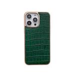 For iPhone 13 Pro Max Nano Electroplating Crocodile Texture Genuine Leather Phone Case(Green)