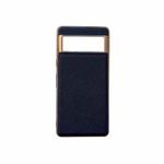 For Google Pixel 6 Nano Electroplating Cross Texture Genuine Leather Phone Case(Blue)