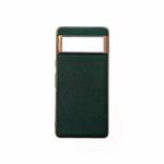 For Google Pixel 6 Nano Electroplating Cross Texture Genuine Leather Phone Case(Green)