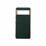 For Google Pixel 6a Nano Electroplating Cross Texture Genuine Leather Phone Case(Green)