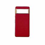 For Google Pixel 6a Nano Electroplating Cross Texture Genuine Leather Phone Case(Red)
