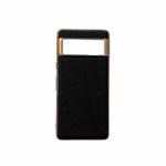 For Google Pixel 7 5G Nano Electroplating Cross Texture Genuine Leather Phone Case(Black)