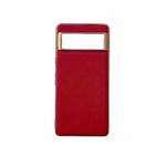 For Google Pixel 7 5G Nano Electroplating Cross Texture Genuine Leather Phone Case(Red)