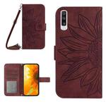 For Samsung Galaxy A50/A50S/A30S Skin Feel Sun Flower Pattern Flip Leather Phone Case with Lanyard(Wine Red)