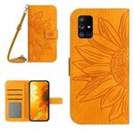 For Samsung Galaxy A51 5G Skin Feel Sun Flower Pattern Flip Leather Phone Case with Lanyard(Yellow)