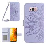 For Samsung Galaxy S8 Skin Feel Sun Flower Pattern Flip Leather Phone Case with Lanyard(Purple)