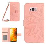 For Samsung Galaxy S8 Skin Feel Sun Flower Pattern Flip Leather Phone Case with Lanyard(Pink)