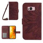 For Samsung Galaxy S8 Skin Feel Sun Flower Pattern Flip Leather Phone Case with Lanyard(Wine Red)