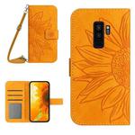 For Samsung Galaxy S9+ Skin Feel Sun Flower Pattern Flip Leather Phone Case with Lanyard(Yellow)