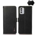 For Nokia G60 5G KHAZNEH Side-Magnetic Litchi Genuine Leather RFID Phone Case(Black)