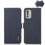 For Nokia G60 5G KHAZNEH Side-Magnetic Litchi Genuine Leather RFID Phone Case(Blue)