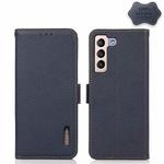 For Samsung Galaxy S23+ 5G KHAZNEH Side-Magnetic Litchi Genuine Leather RFID Phone Case(Blue)