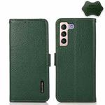 For Samsung Galaxy S23+ 5G KHAZNEH Side-Magnetic Litchi Genuine Leather RFID Phone Case(Green)