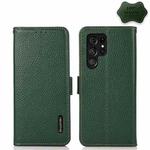 For Samsung Galaxy S23 Ultra 5G KHAZNEH Side-Magnetic Litchi Genuine Leather RFID Phone Case(Green)