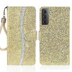 For Samsung Galaxy S23 5G Glitter Powder Filp Leather Phone Case(Gold)