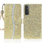 For Samsung Galaxy S23+ 5G Glitter Powder Filp Leather Phone Case(Gold)