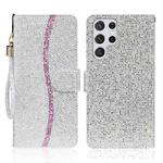 For Samsung Galaxy S23 Ultra 5G Glitter Powder Filp Leather Phone Case(Silver)