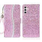 For Samsung Galaxy A14 5G Glitter Powder Filp Leather Phone Case(Pink)
