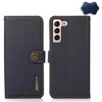 For Samsung Galaxy S23+ 5G KHAZNEH Custer Genuine Leather RFID Phone Case(Blue)