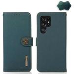 For Samsung Galaxy S23 Ultra 5G KHAZNEH Custer Genuine Leather RFID Phone Case(Green)