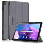 For Lenovo Tab M10 10.1 3rd Gen 3-folding Magnetic Buckle Custer Texture Leather Smart Tablet Case(Grey)