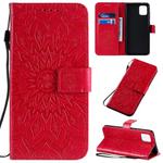 For Galaxy A81 / M60S / Note10 Lite Pressed Printing Sunflower Pattern Horizontal Flip PU Leather Case with Holder & Card Slots & Wallet & Lanyard(Red)