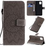 For Galaxy A81 / M60S / Note10 Lite Pressed Printing Sunflower Pattern Horizontal Flip PU Leather Case with Holder & Card Slots & Wallet & Lanyard(Grey)