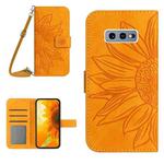 For Samsung Galaxy S10E Skin Feel Sun Flower Pattern Flip Leather Phone Case with Lanyard(Yellow)