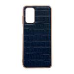 For Samsung Galaxy A13 4G Crocodile Texture Genuine Leather Electroplating Phone Case(Blue)