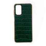For Samsung Galaxy A23 4G/5G Crocodile Texture Genuine Leather Electroplating Phone Case(Dark Green)