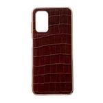 For Samsung Galaxy A33 5G Crocodile Texture Genuine Leather Electroplating Phone Case(Brown)