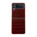 For Samsung Galaxy Z Flip4 5G Crocodile Texture Genuine Leather Electroplating Phone Case(Brown)
