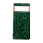 For Google Pixel 7 Pro Crocodile Texture Genuine Leather Electroplating Phone Case(Dark Green)