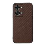For OnePlus Nord 2T Accurate Hole Carbon Fiber Texture PU Phone Case(Brown)