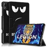 For Lenovo Legion Y700 3-folding Magnetic Buckle Coloured Drawing Leather Smart Tablet Case(Big Eyes)
