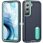 For Samsung Galaxy S23+ 5G 3 in 1 Rugged Holder Phone Case(Dark Blue+Light Blue)