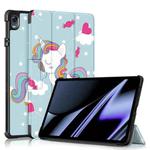 For OPPO Pad 11 inch 3-folding Magnetic Buckle Coloured Drawing Leather Tablet Case(Rainbow Unicorn)