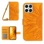 For Honor X8 Skin Feel Sun Flower Pattern Flip Leather Phone Case with Lanyard(Yellow)