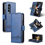 For Samsung Galaxy Z Fold3 5G AZNS Magnetic Calf Texture Horizontal Flip Leather Phone Case(Dark Blue)