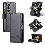 For Samsung Galaxy Z Fold4 AZNS Magnetic Calf Texture Horizontal Flip Leather Phone Case(Black)