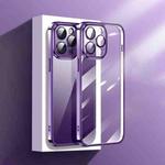 For iPhone 14 Pro Electroplating Glass Phone Case with Lens Film(Deep Purple)