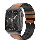 E500 1.83 inch HD Square Screen Leather Watch Strap Smart Watch Supports ECG Monitoring / Non-invasive Blood Sugar(Brown)