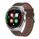 MD3MAX 1.39 inch Round Screen Leather Strap Smart Watch Supports Heart Rate Monitoring/Blood Oxygen Monitoring(Silver)