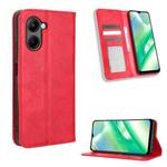 For Realme C33 4G Magnetic Buckle Retro Texture Leather Phone Case(Red)